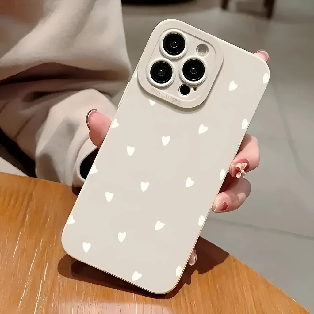 White heart mobile phone shell TPU back cover in white pupil S039 white love design for iPhone models