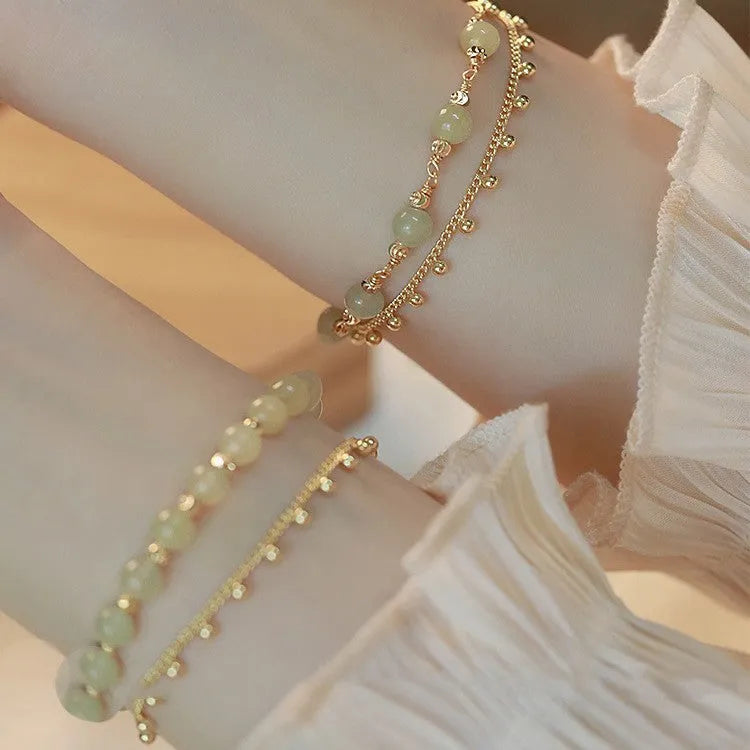 Natural Hetian jade bracelet with manual craftsmanship in Princess running and beaded styles