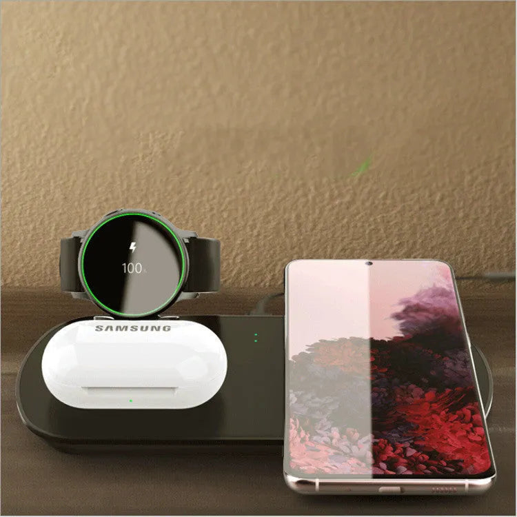 Black Hand three-in-one wireless charger, 185mm x 90mm x 13mm, detachable board and foldable watch arm.