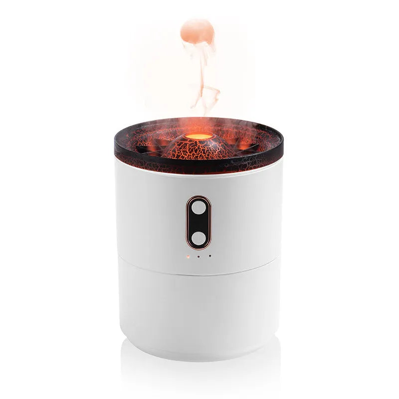 Volcanic Flame USB portable aroma diffuser in Volcano White with two fog outlets and night light