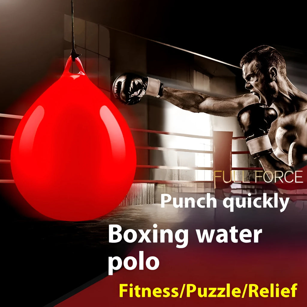 Red water filled boxing reaction ball with hook rope for martial arts training