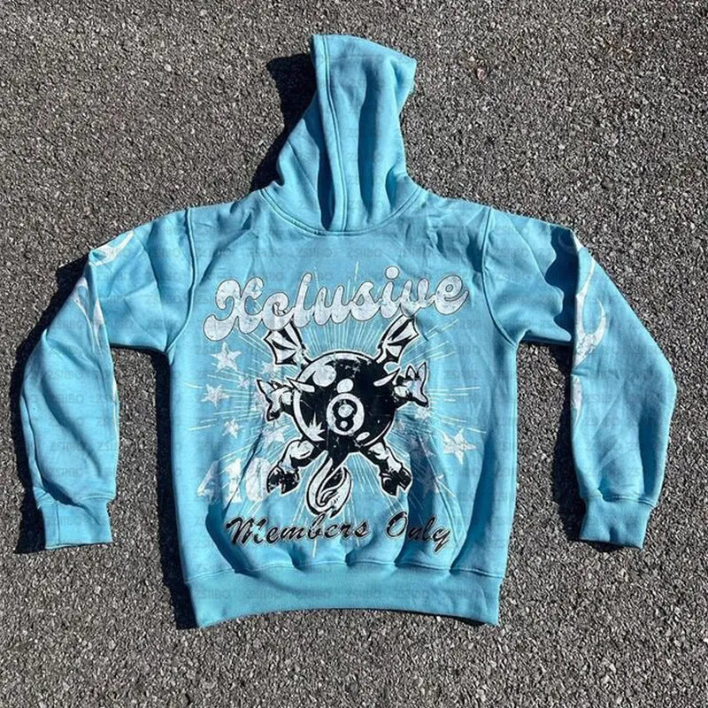 Personalised letter print loose pullover in street hipster style with a pocket, shown in various colours.