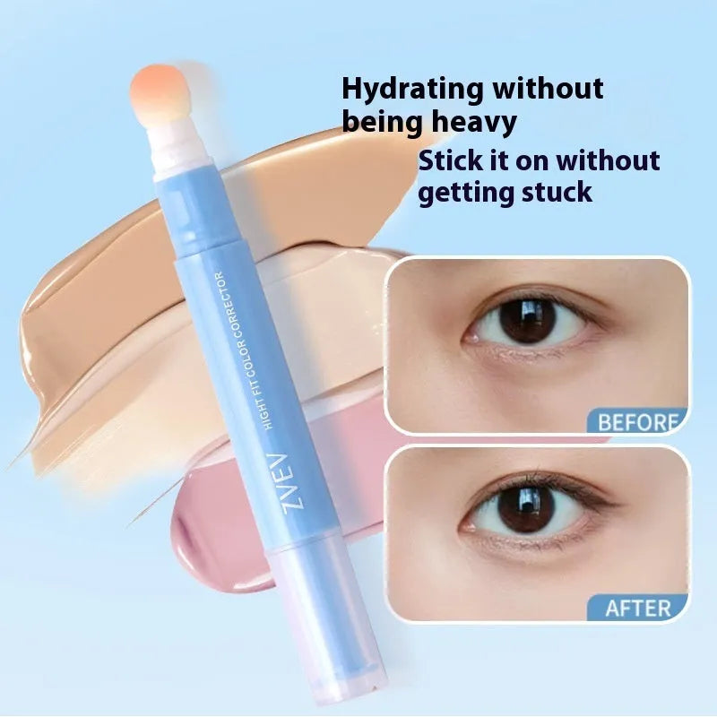 Concealer cream pen with sponge brush applicator showing three colour shade options