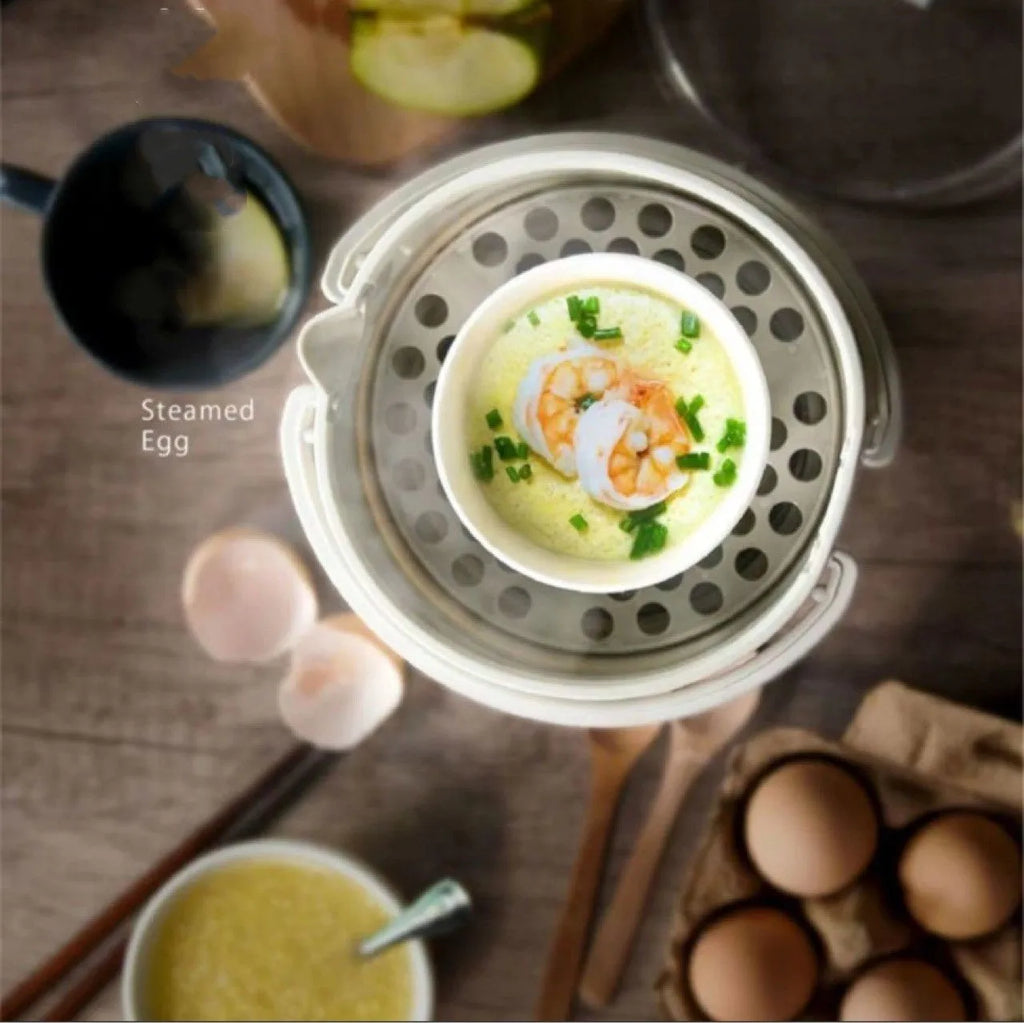 White folding electric cooker with silicone liner, food-grade, for camping and travel