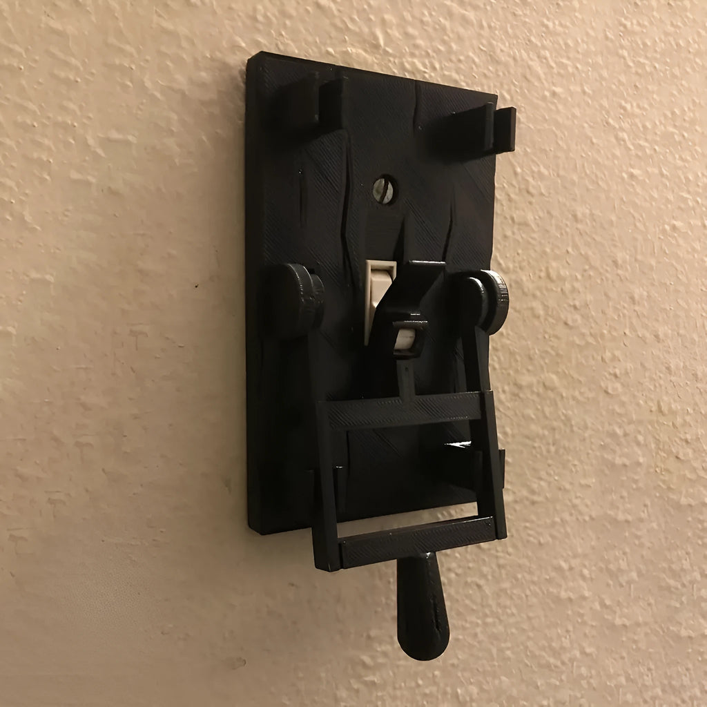 Retro American-style decorative wall switch plate made from white PLA material for UK standard single control switches.