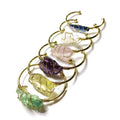 Geometric natural crystal rough stone bracelet with gold winding metal details