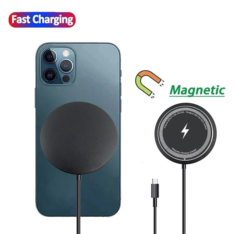 Silver gray 1-to-2 PD magnetic wireless charger with Type-C input and two charging pads on a desk