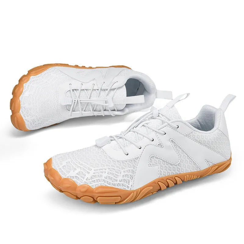 Couple Sports Climbing Shoes in Flyknit with rubber sole, shown in multiple colour options.