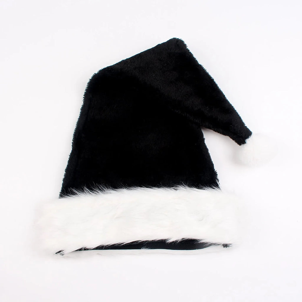 European-style plush polyester Christmas hat in red and black colour option