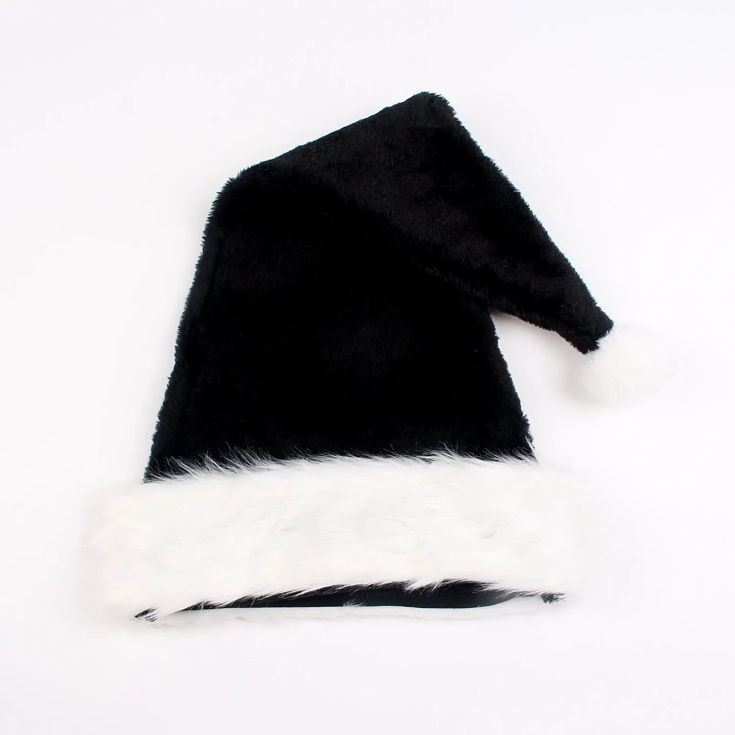 European-style plush polyester Christmas hat in red and black colour option