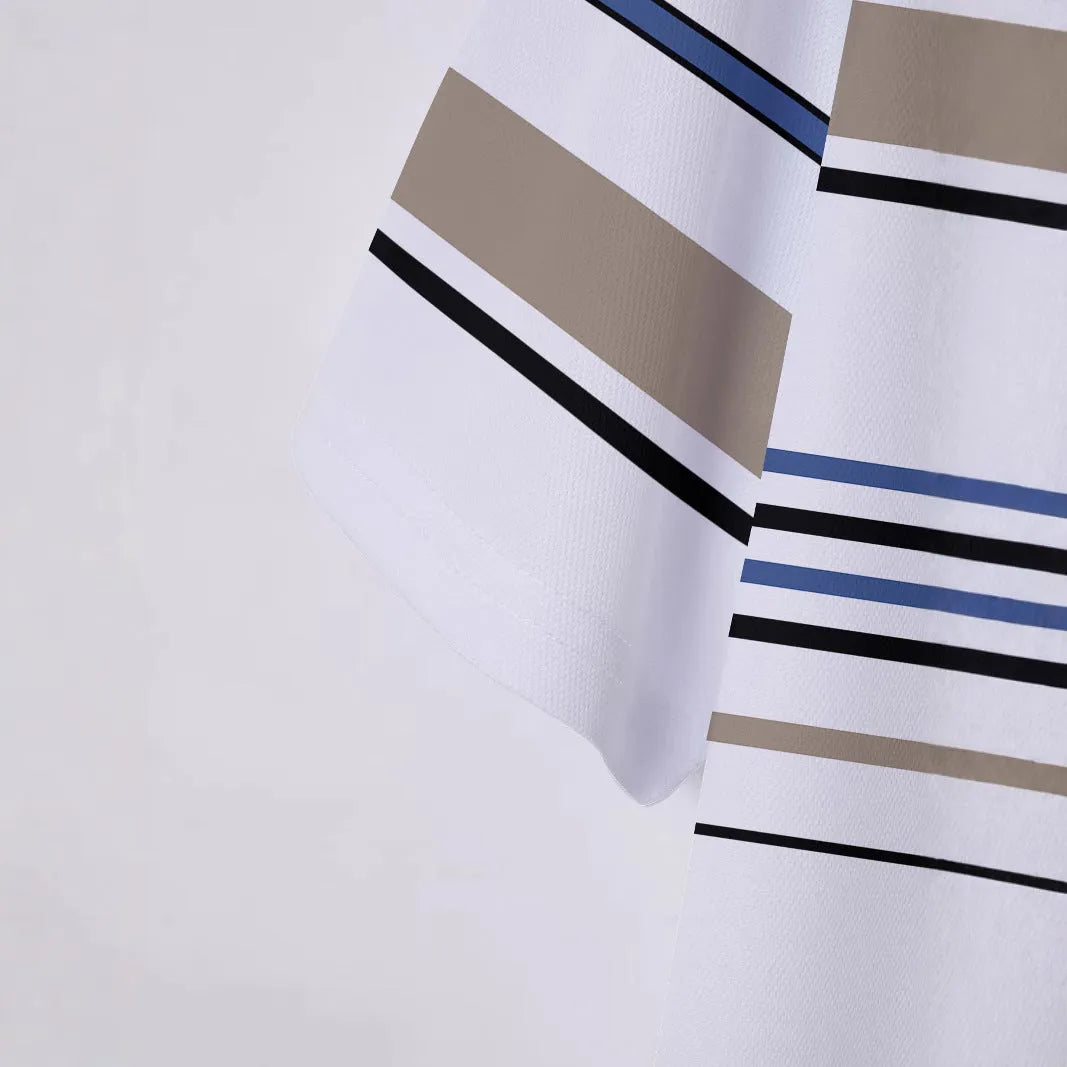 White striped men's short sleeve T-shirt with slim fit design