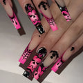 Z-123 rose pumpkin long T shape fake nail tips in retro French style with glue type, plastic set for Halloween