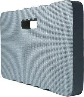 Plastic EVA garden kneeler pad in blue colour with integrated handle, showing dimensions.