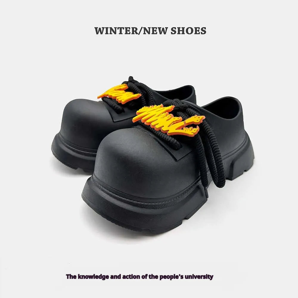 Black Warrior colour thick sole casual shoes for men and women with height increase design.