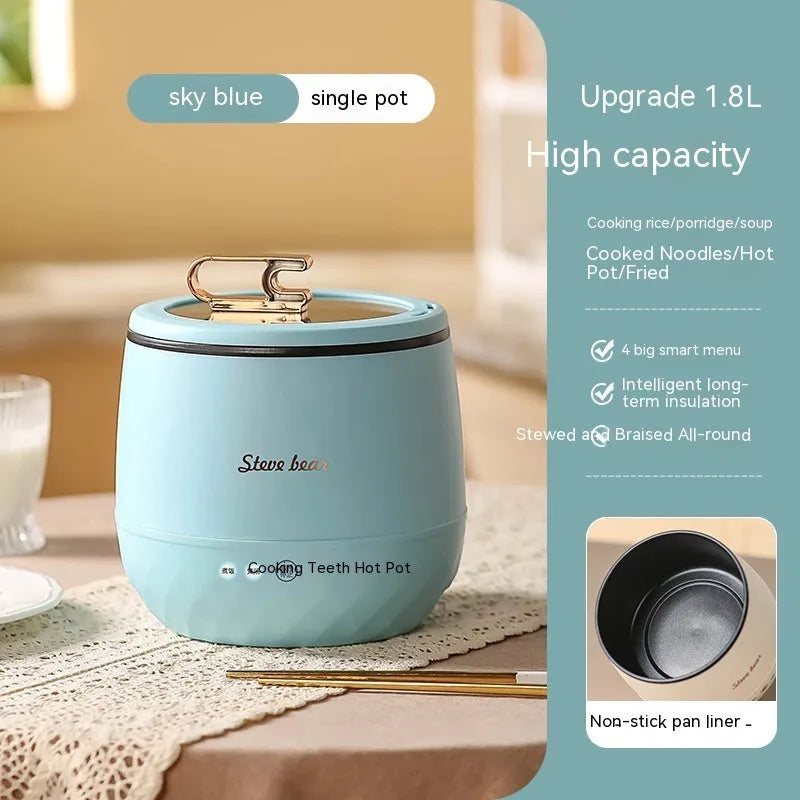 Household mini multi-function rice cooker 1.8L non-stick liner with steamer in beige