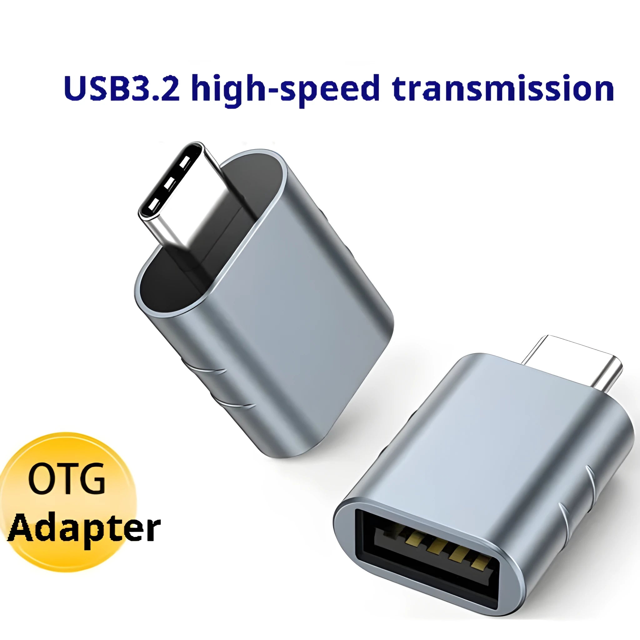USB C male to USB A female converter adapter with metallic zinc alloy shell in various colour options.