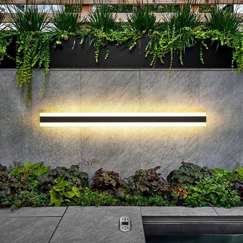IP65 waterproof outdoor LED wall lamp in silver Alec finish, showing adjustable warm white and cool white light colours.