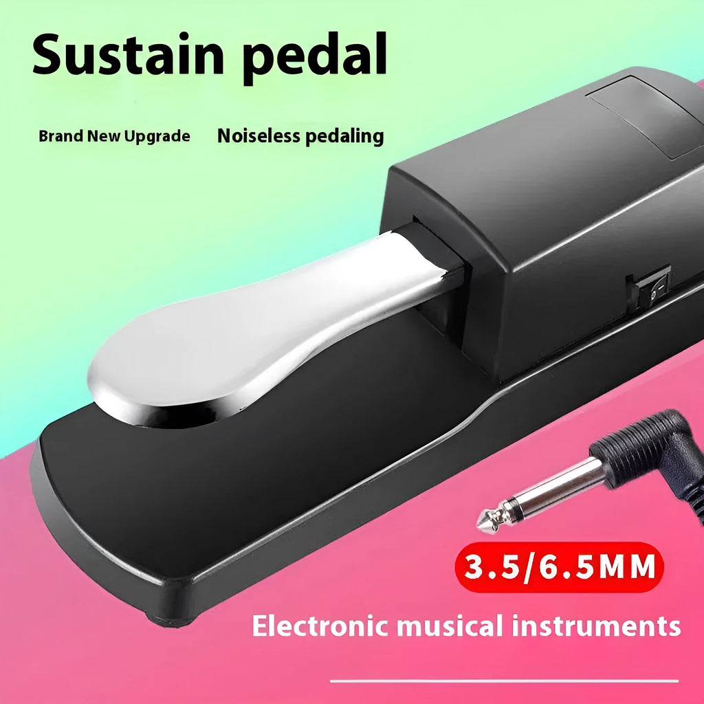 Single sustain foot pedal for electronic keyboards with ABS plastic housing and rubber non-slip base