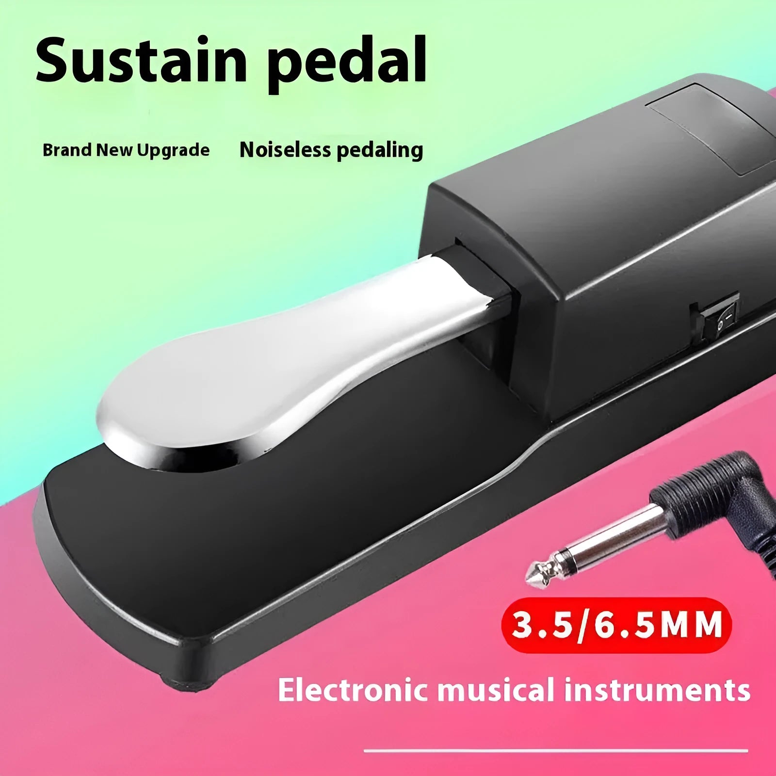 Single sustain foot pedal for electronic keyboards with ABS plastic housing and rubber non-slip base