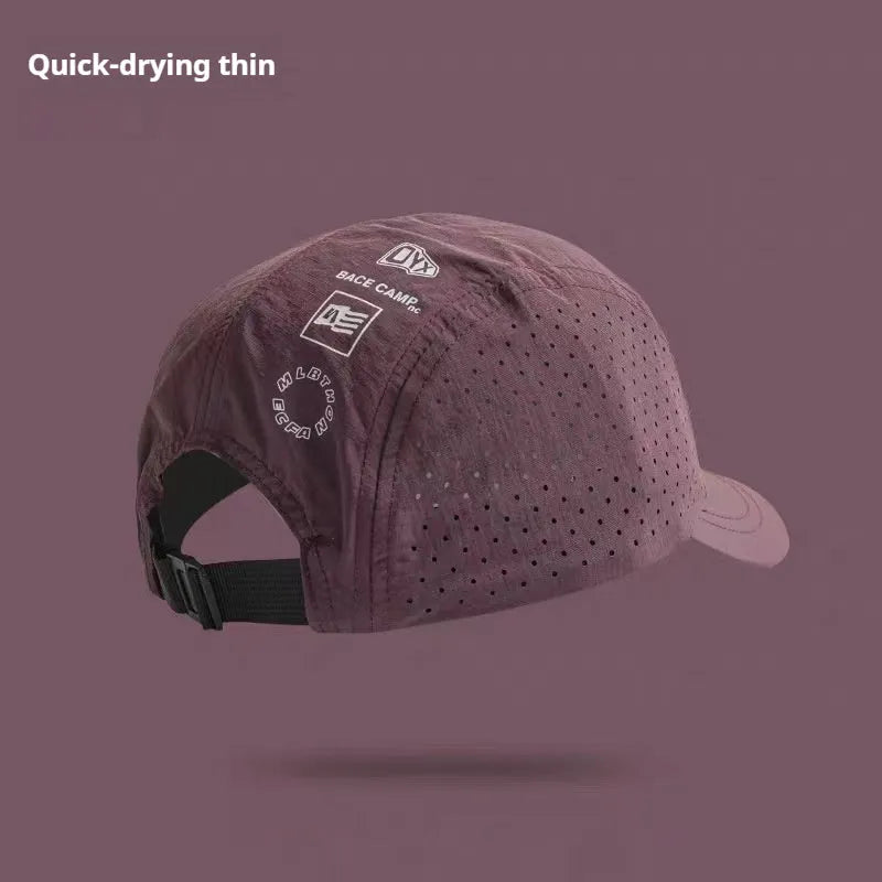 Men's adjustable baseball cap with mesh construction in purple, khaki, green, black, or grey