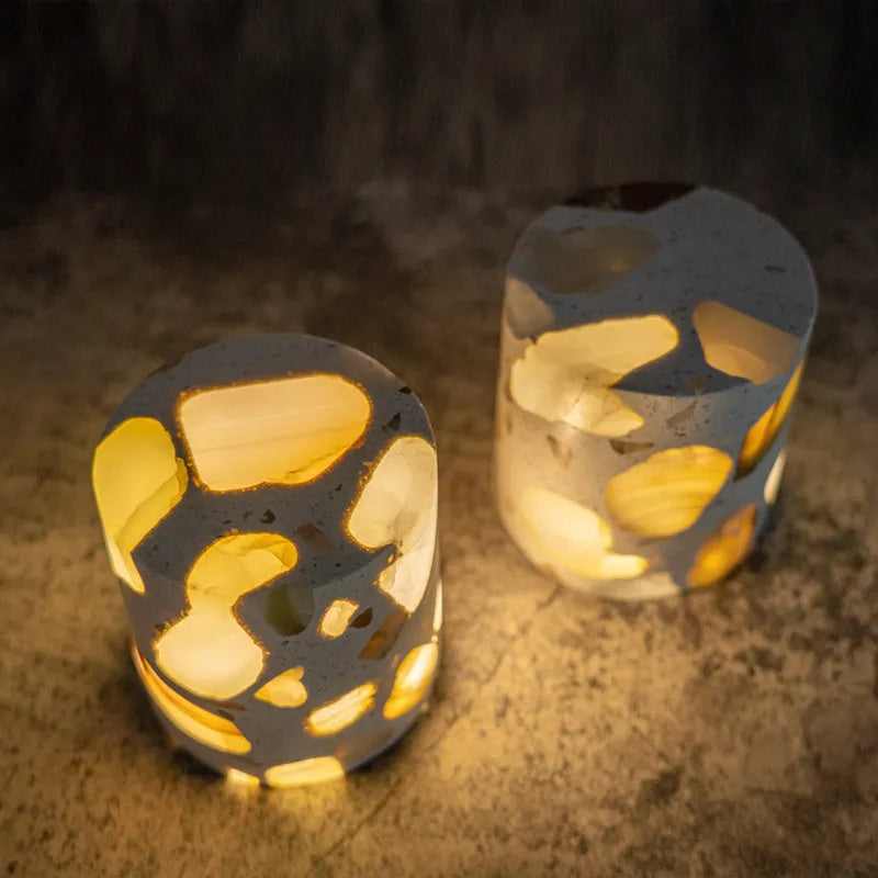 Terrazzo night light, 10 x 10 x 7.5cm, tri colour dimming, non-intelligent control, for bedroom bedhead and sleep atmosphere