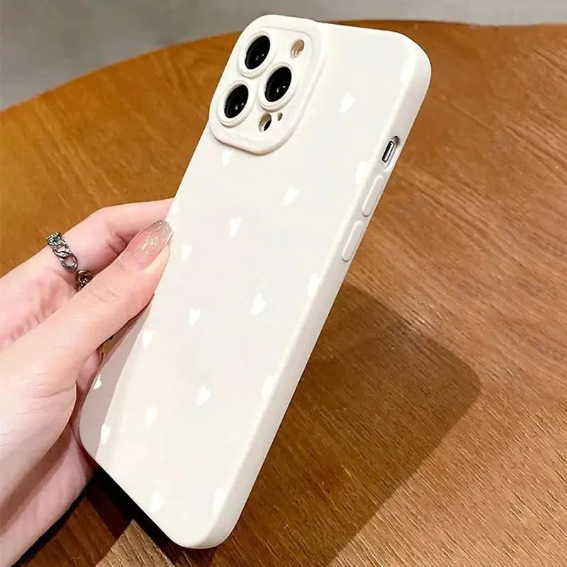 White heart mobile phone shell TPU back cover in white pupil S039 white love design for iPhone models