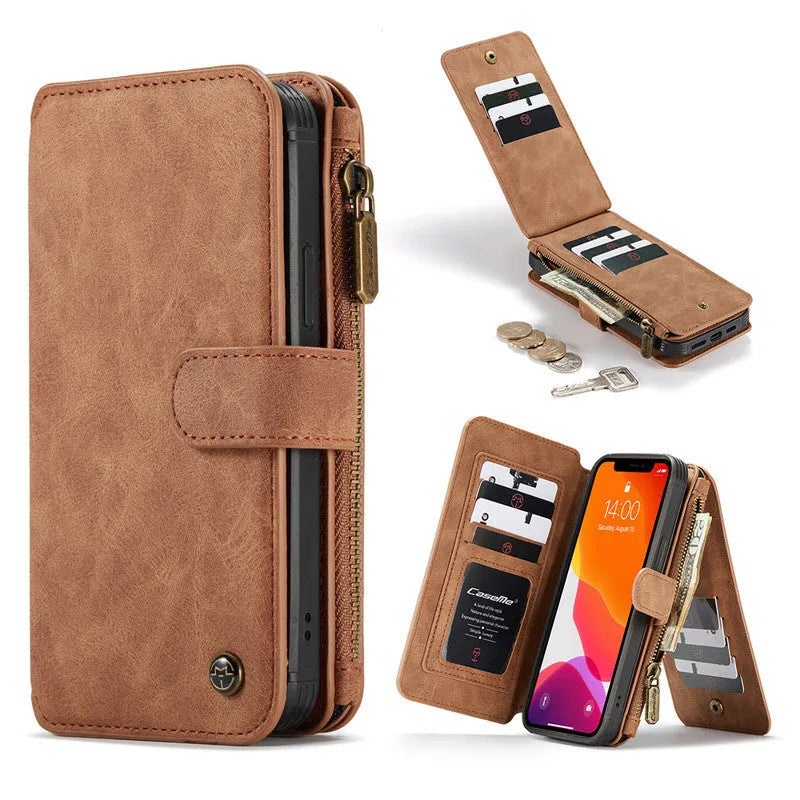 Black imitation leather split flip case for Apple iPhone with front cover open