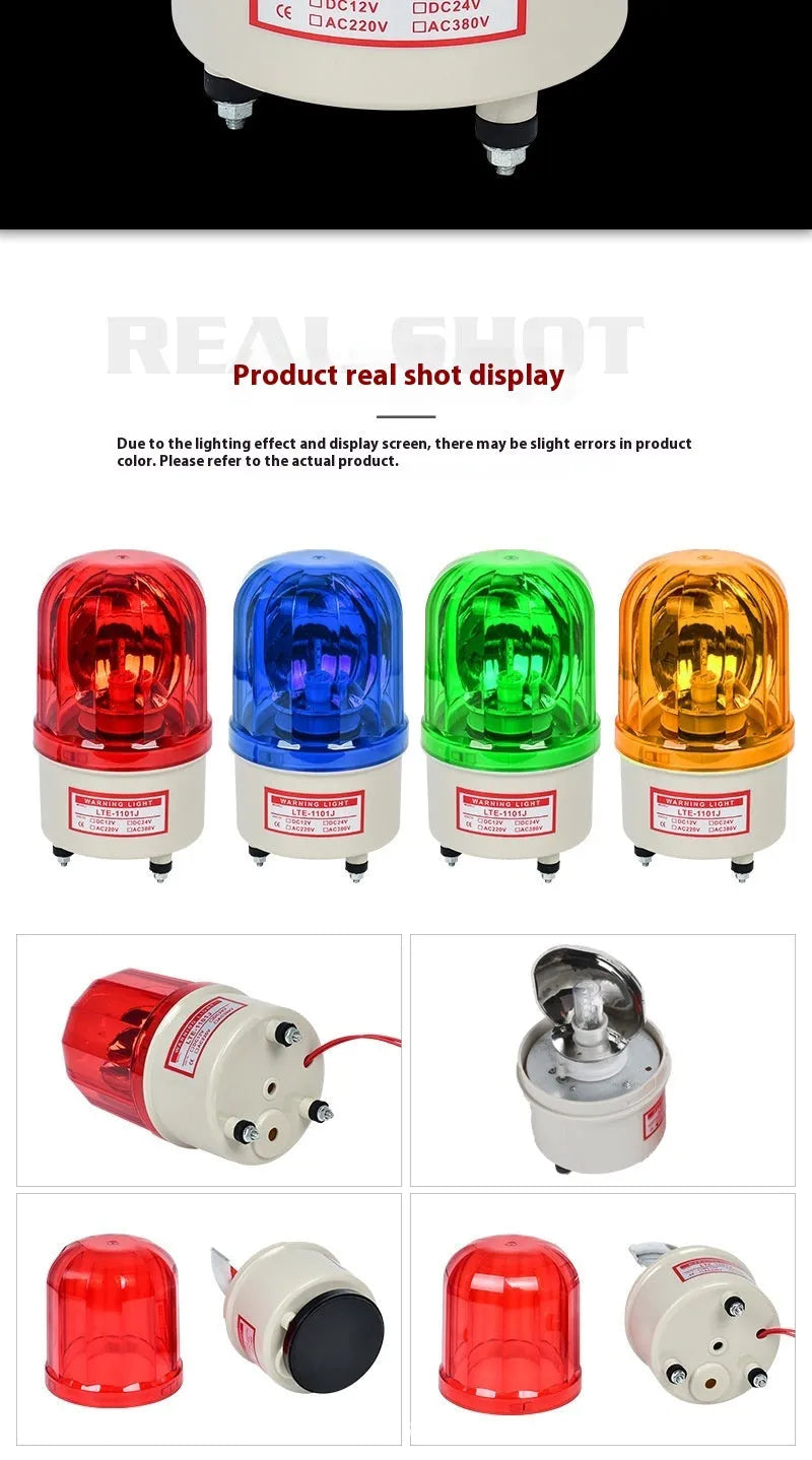 LTE-1101J industrial warning light with rotating red/yellow/green dome and sound alarm