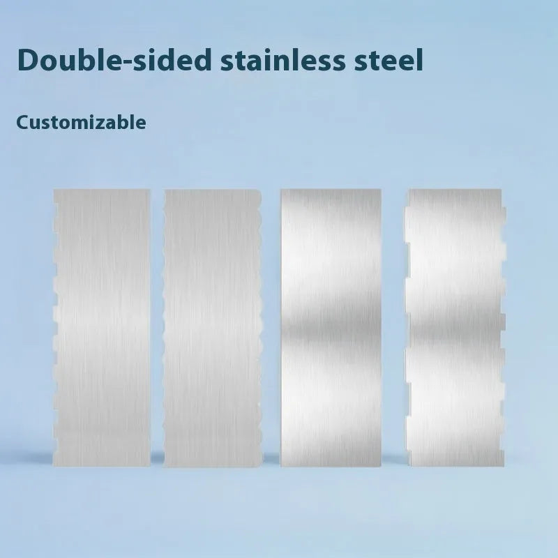 Stainless steel cake scraper with polygon pattern edges for cake decorating