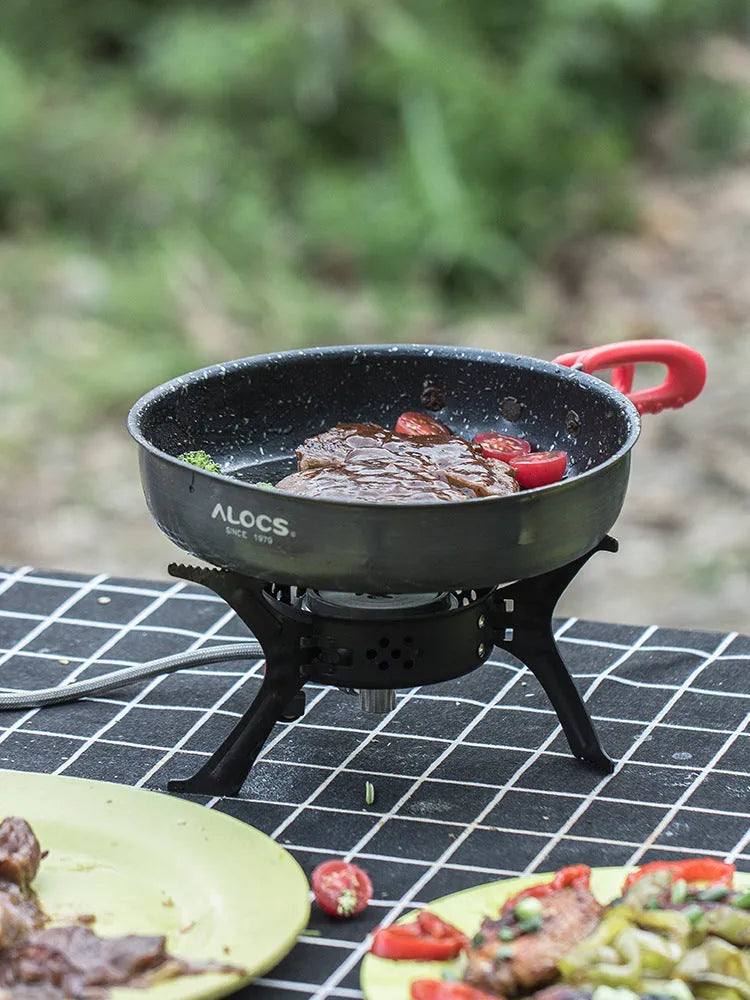 Alocs medical stone colour non-stick folding frying pan, 180mm diameter, aluminium alloy, compact for outdoor use
