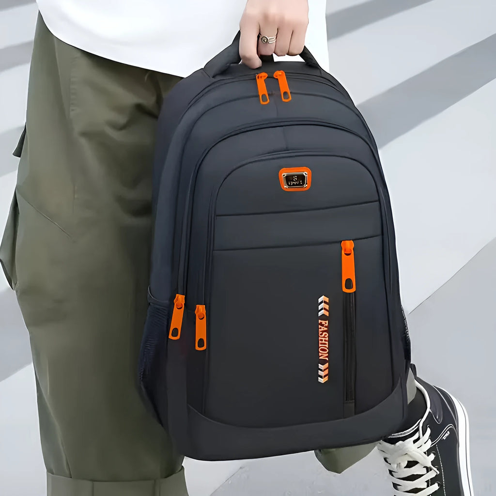 Commuter lightweight waterproof backpack made of Oxford cloth with 20-35L capacity, air pillow belt, in black colour