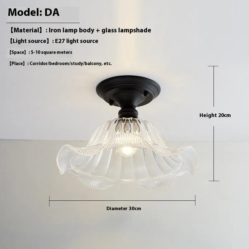 American retro single-head ceiling lamp with a glass cover shade
