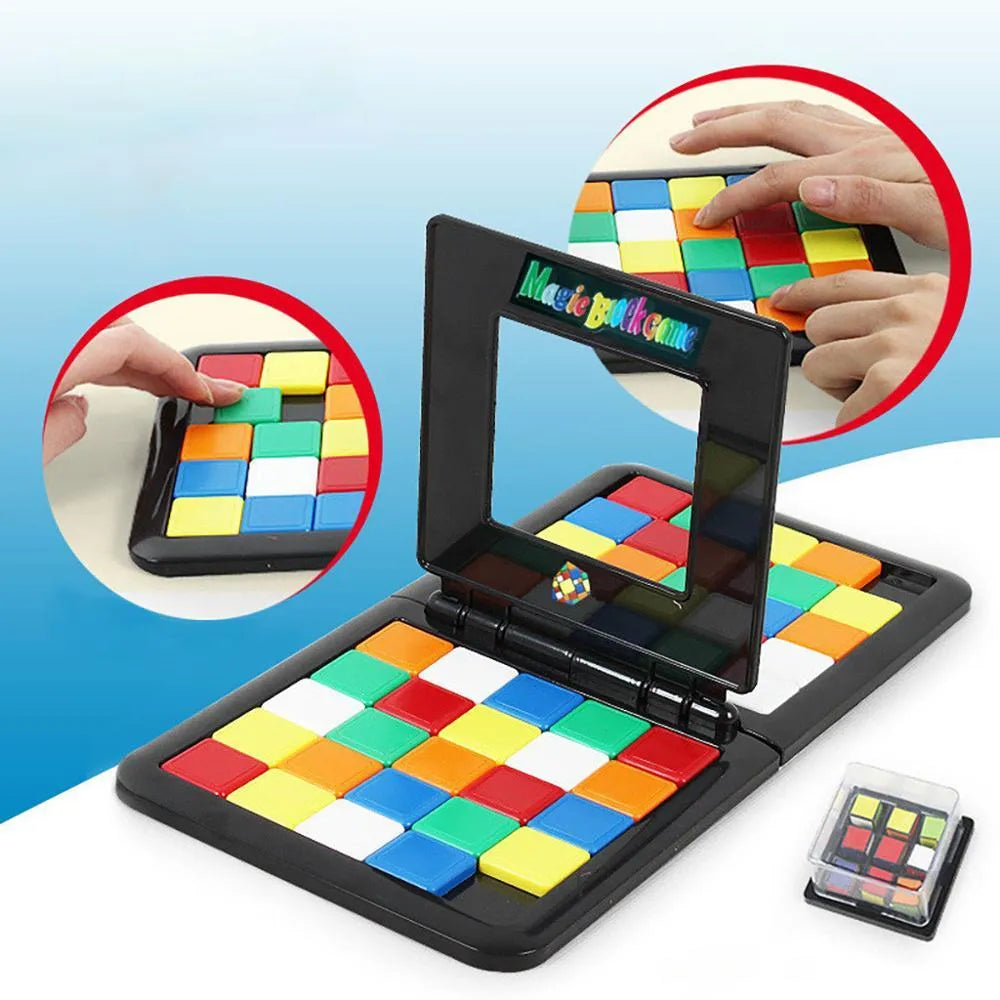 Color Battle square race game with dice and blocks in box, size 27.5 x 27.5 x 5 cm, style A