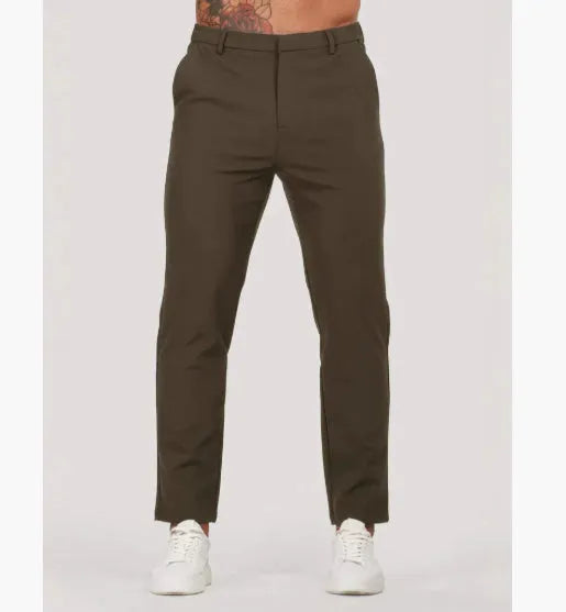Men's solid colour casual suit trousers in black, business all-match polyester blend design