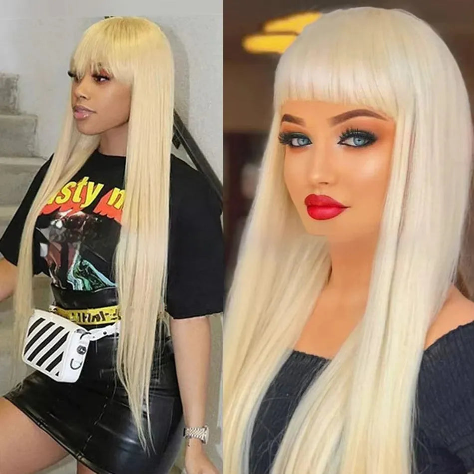 Full mechanism human hair wig for women, long length 32 inches, natural colour on mannequin head