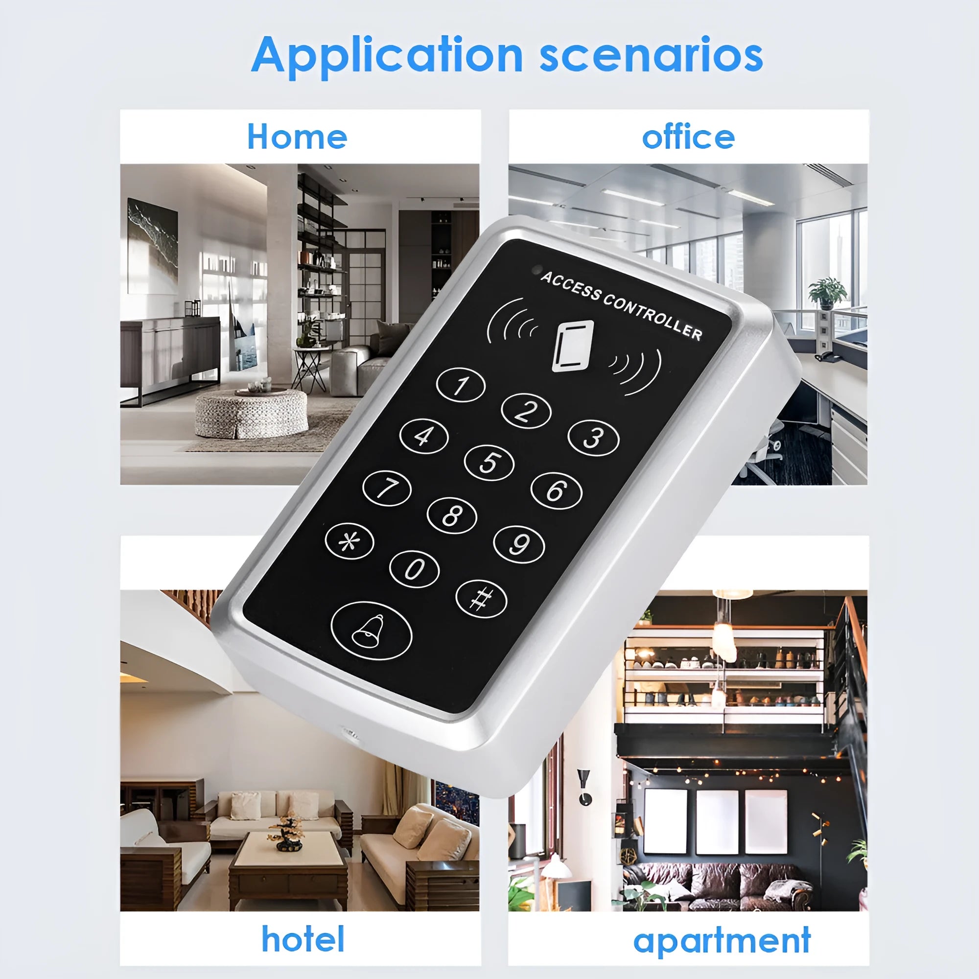 N-B03 ID card access control machine with 10 card buckles on a white background