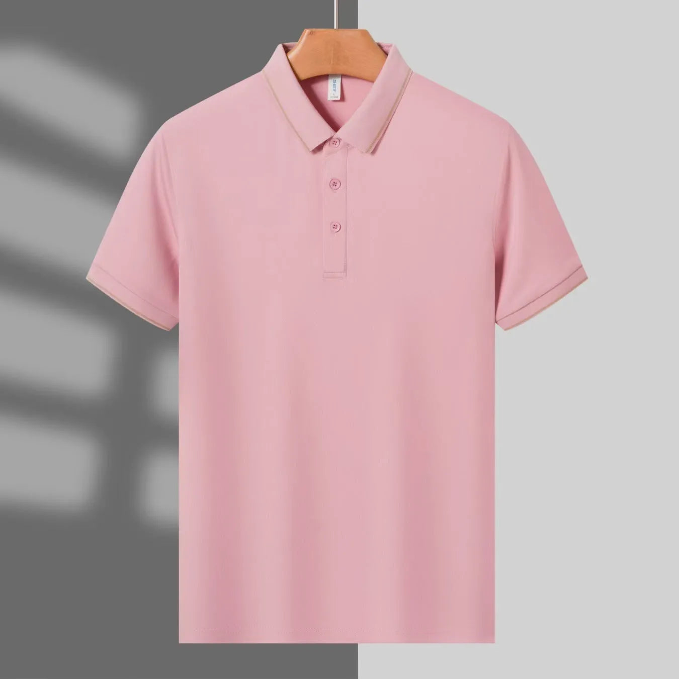 Summer work polo shirt with ice ion collar in chemical fibre blend fabric, loose fit short sleeve design