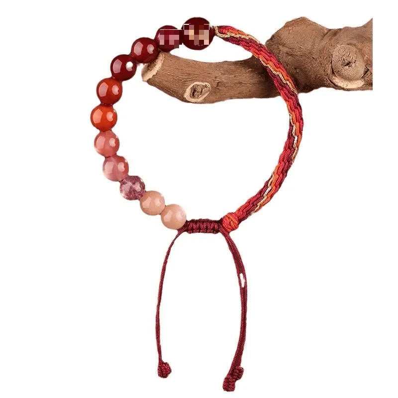 Hand-woven red rope five elements balance bracelet in national tide style with colour options