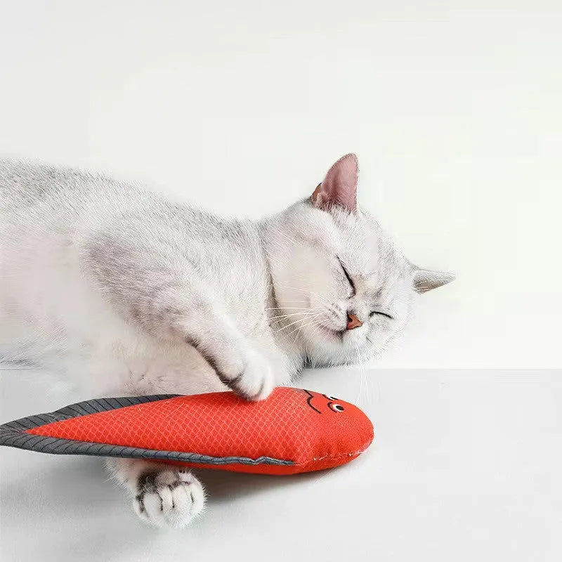 Soft polyester cat toy with ringing paper fish and catnip in agave colour
