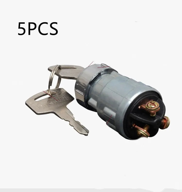Copper automotive ignition switch and lock with key for truck and forklift repair.