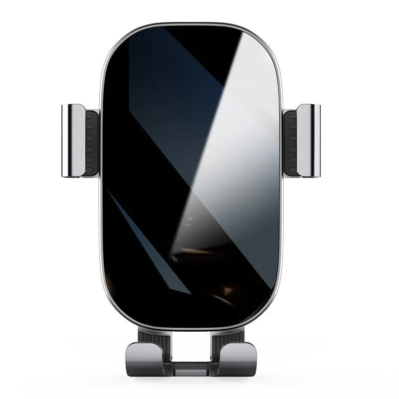 Black sucker car phone holder with USB charging stand mounted on dashboard