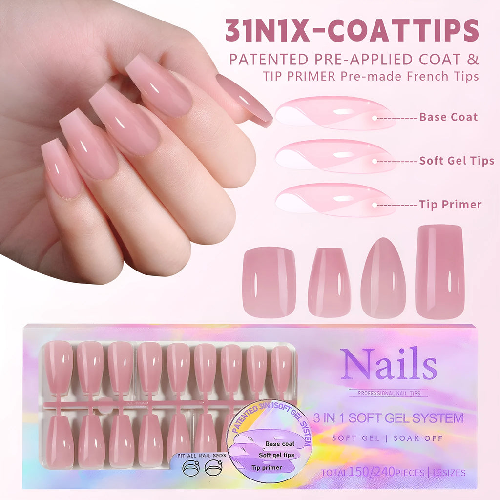 Removable seamless nail stickers in nude colours 01 to 08 for women