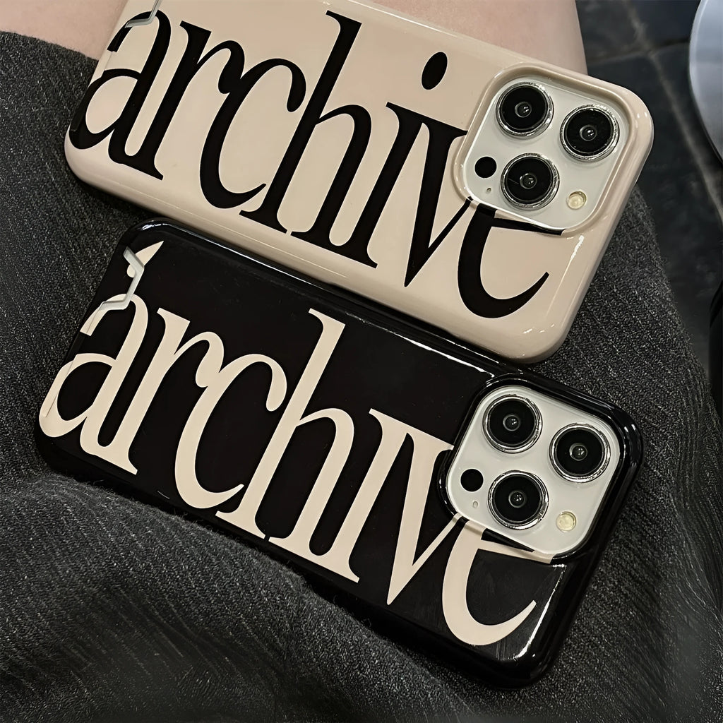 Niche Letter Card Filin hard TPU phone case for Apple iPhone in black side view