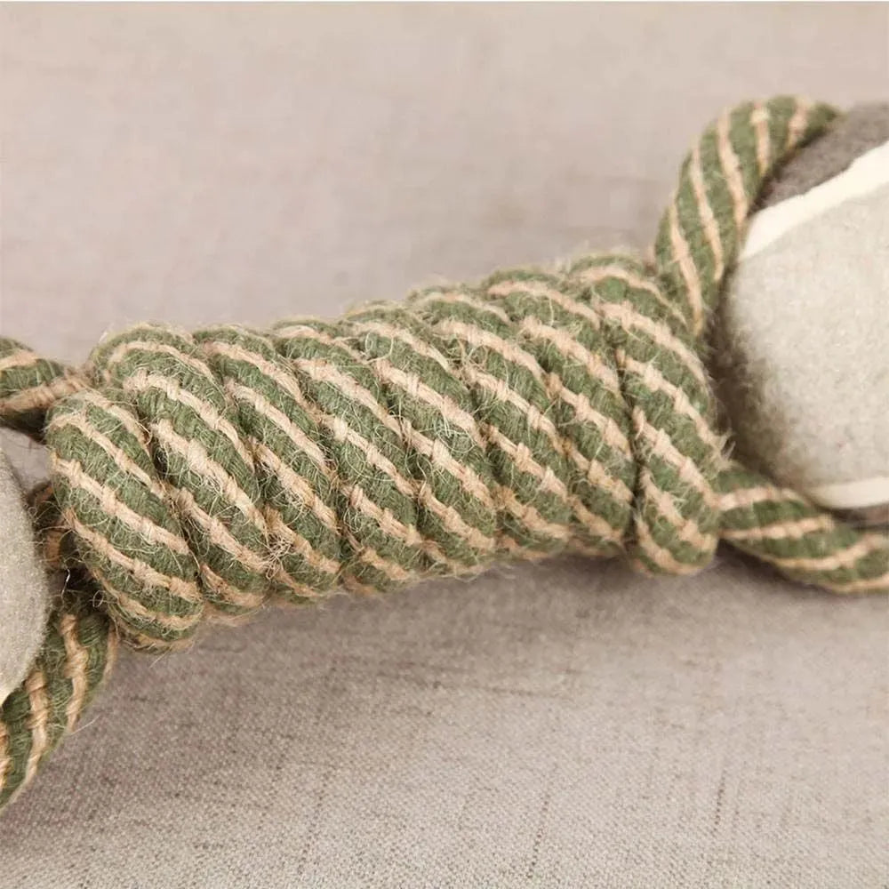 Grey cotton rope knot dog chew toy, 21cm x 6cm, 200g, for medium and large dogs