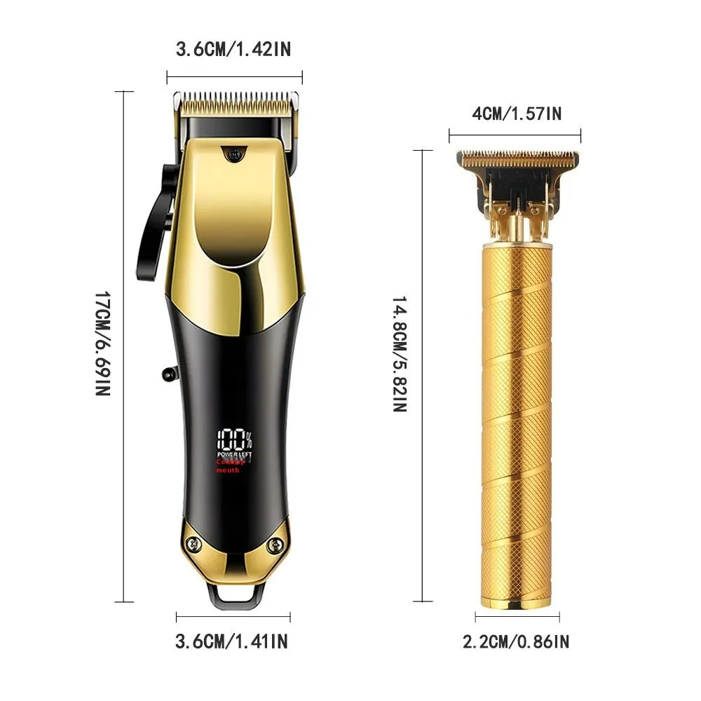 Gold spiral professional hair clipper suit with rechargeable brushless motor and shaver