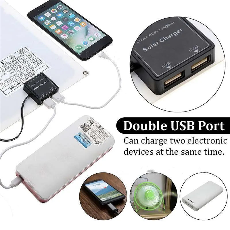 Polysilicon solar panel with dual USB ports for outdoor mobile phone and tablet charging