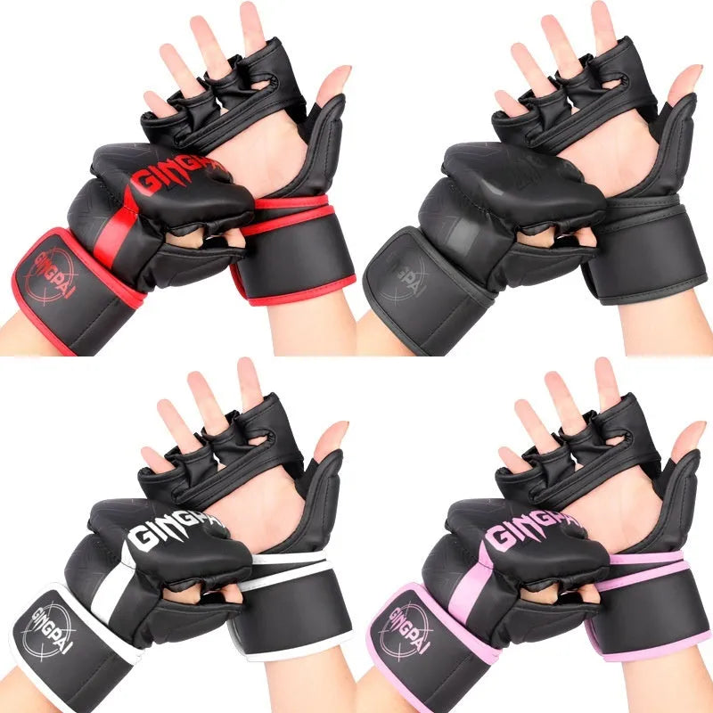 PU leather Sanda training gloves for combat and sandbag work in multiple colour options