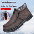 Black plus-size men's thick-soled slip-on cotton shoes with round toe and suede upper