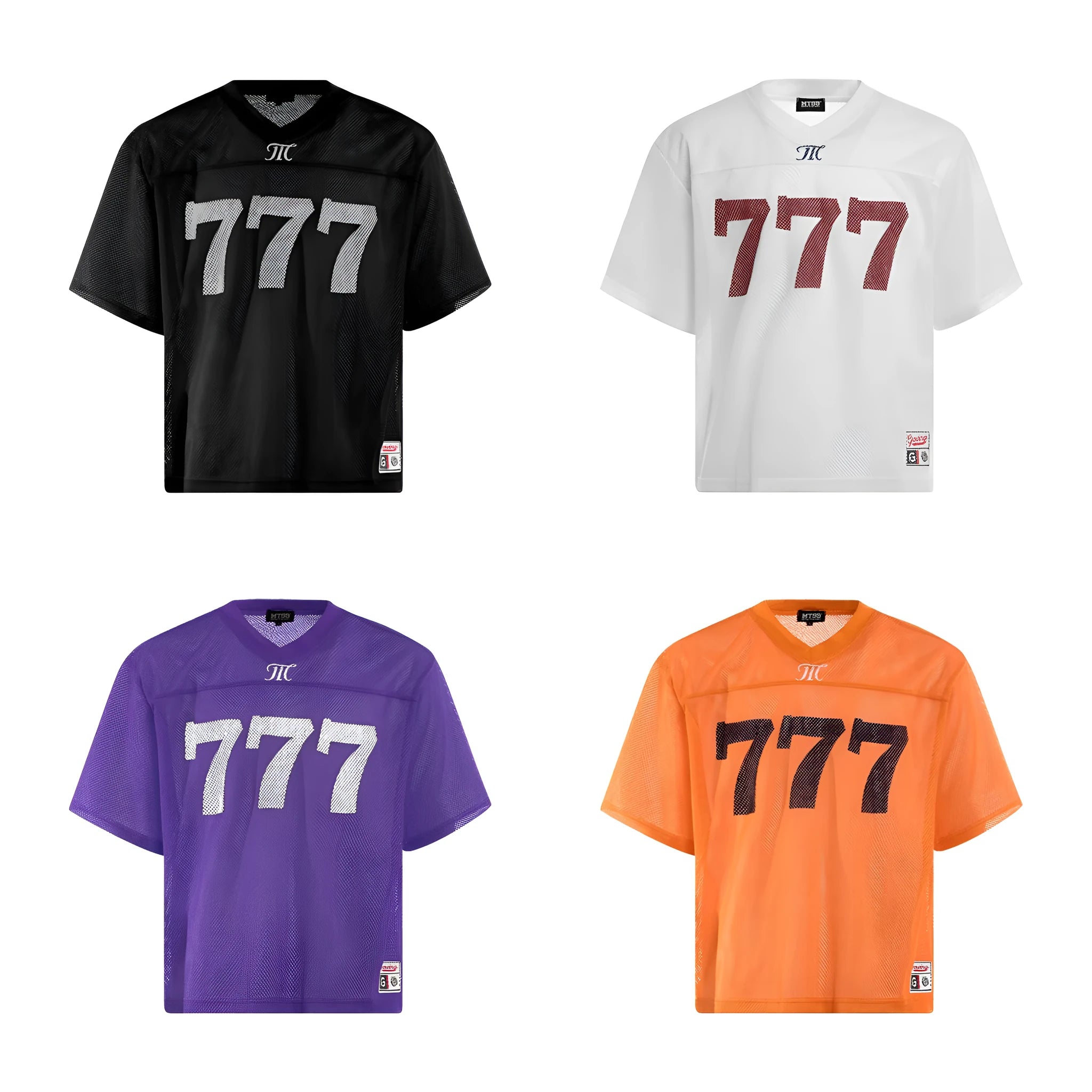Loose retro style summer t-shirt in purple on a hanger