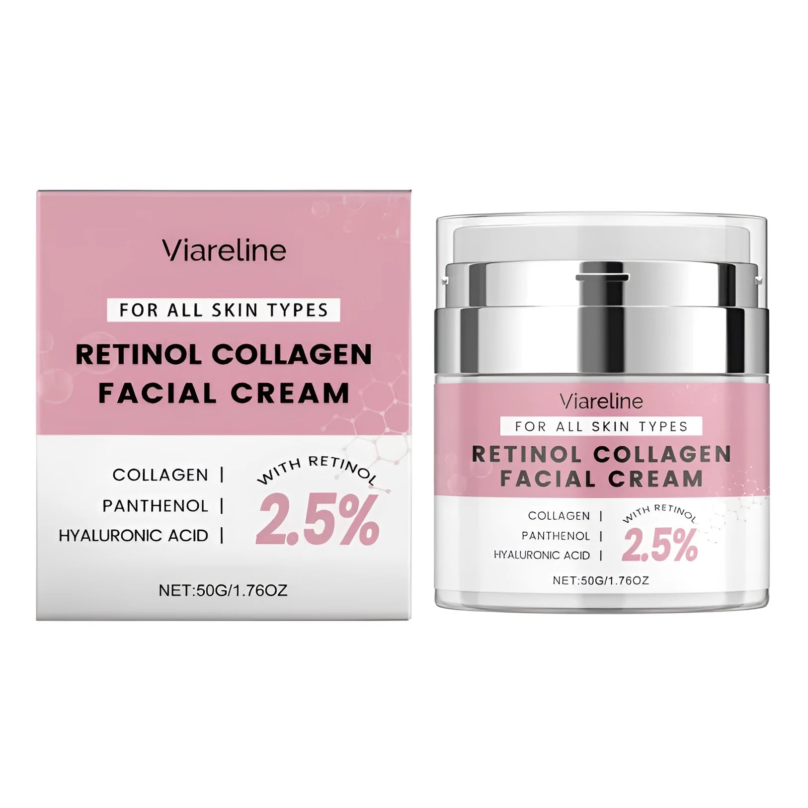 50g pot of retinol anti-ageing cream with hyaluronic acid and collagen